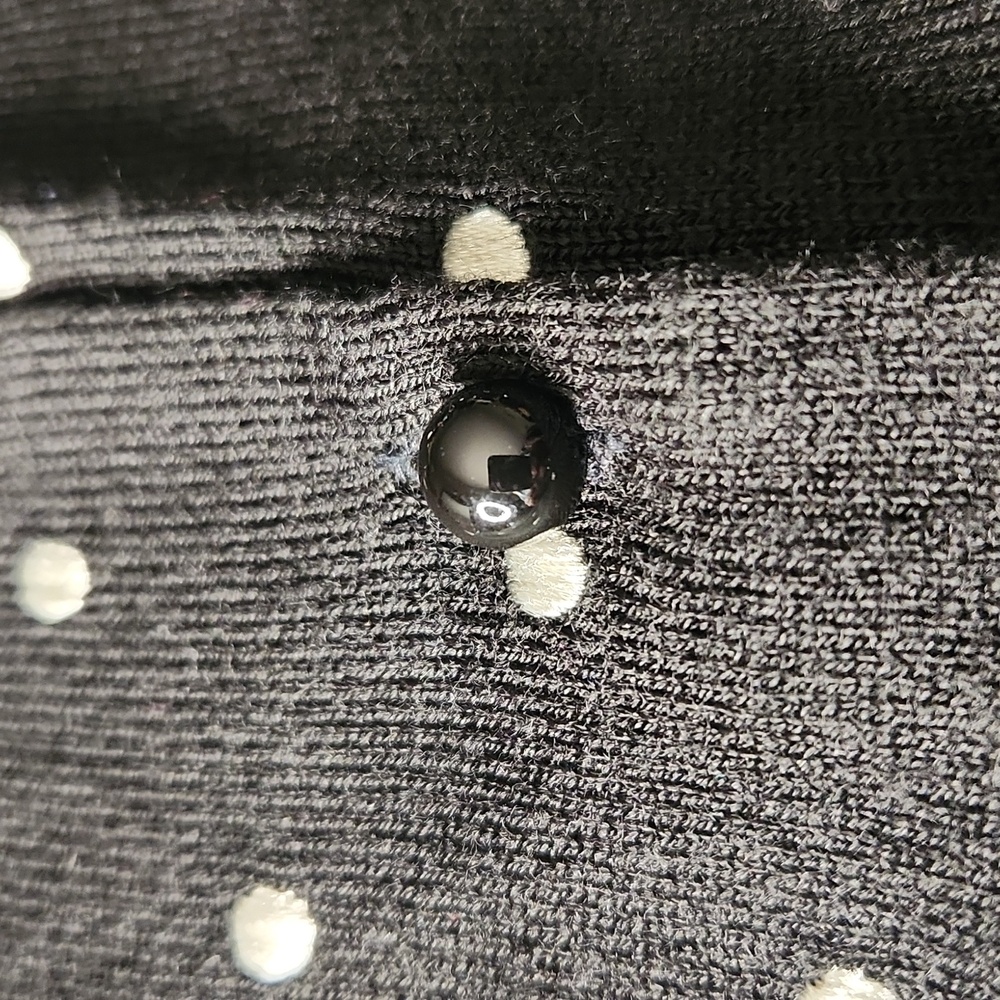 Marks & Spencer black polka-dot button-down 3D knit cardigan sweater - Picture 8 of 13